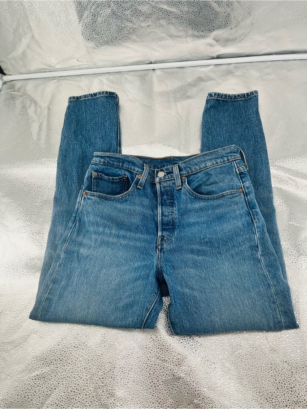 Levi's Premium 501 S Skinny Jeans WaterLess Medium Wash Pants Size 27/28
